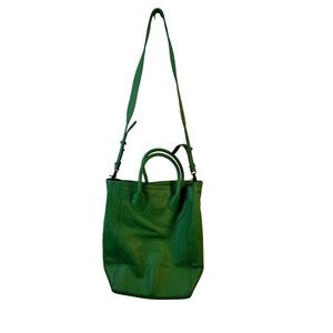 Beck Pebbled Leather‎ Tote Bag OS Green Crossbody Strap Womens